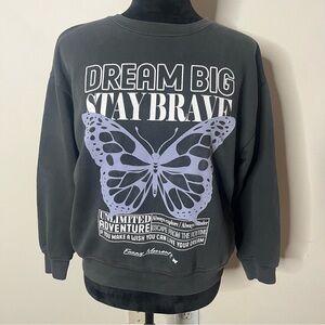 Zara Kids Gray Butterfly “Dream‎ Big” Graphic Crewneck Sweatshirt Girls Sz 11/12